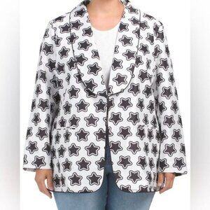 HUTCH Women’s long sleeve White Black Shantung Star Blazer light weight Sz M New